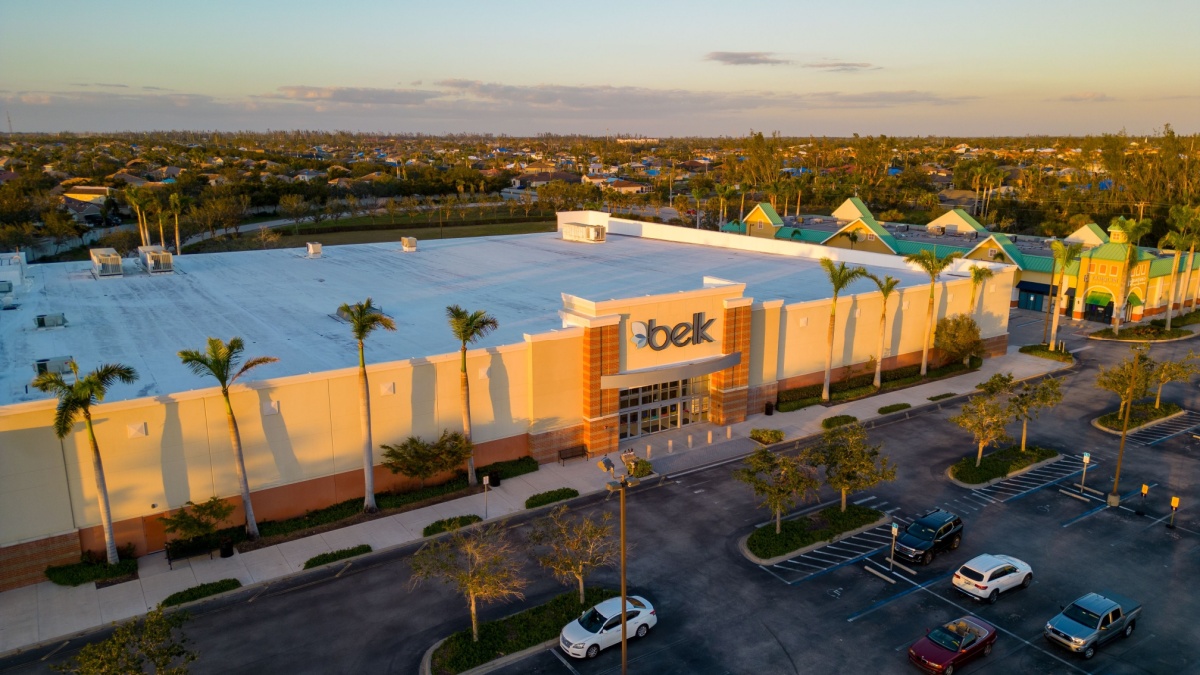 Aerial drone photo Belk Department store in Cape Coral FL