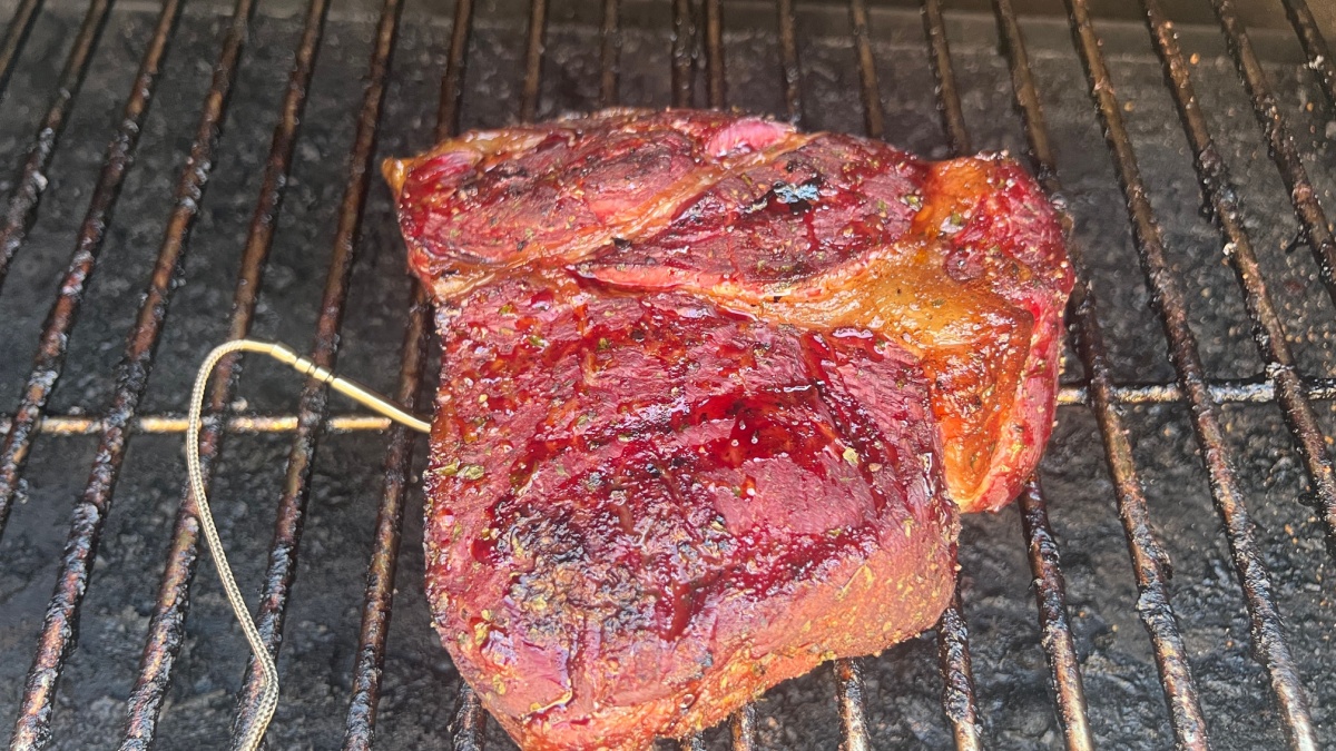 Smoked chuck roast on a grill