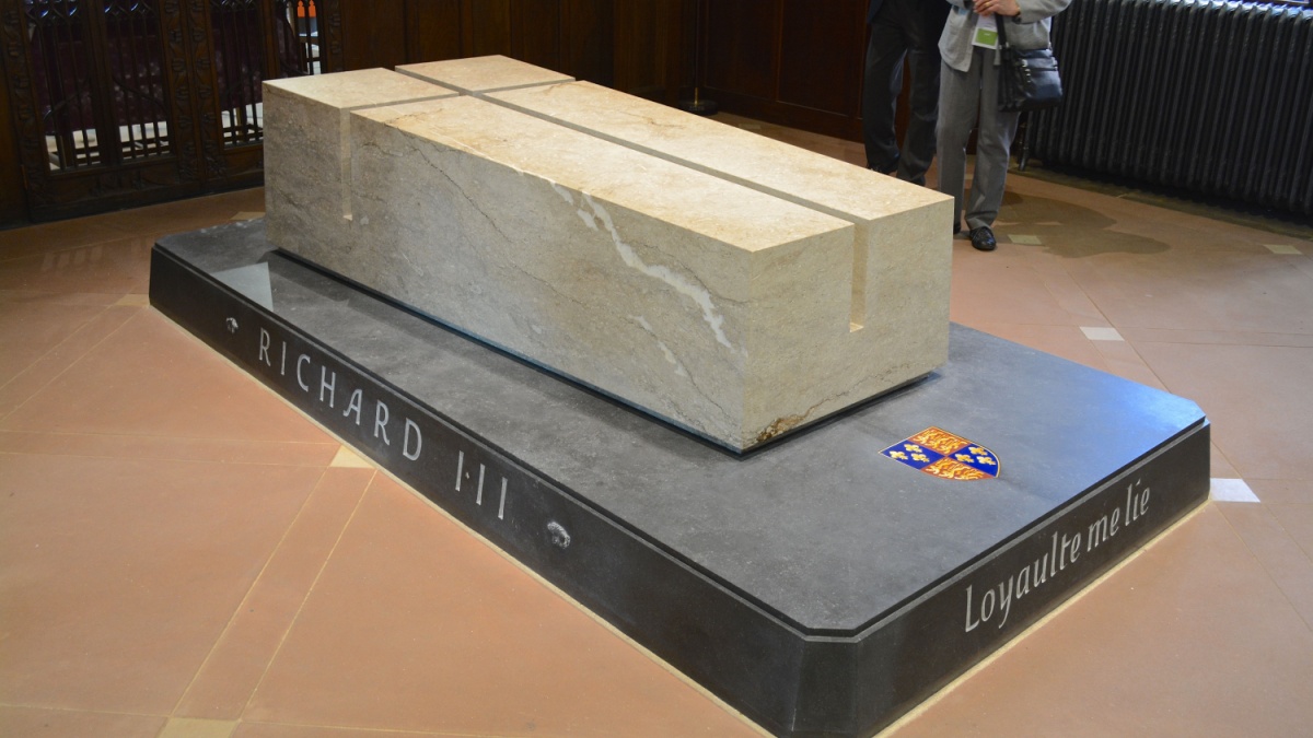 Tomb of King Richard III, buried at Leicester cathedral of Saint Martin, UK