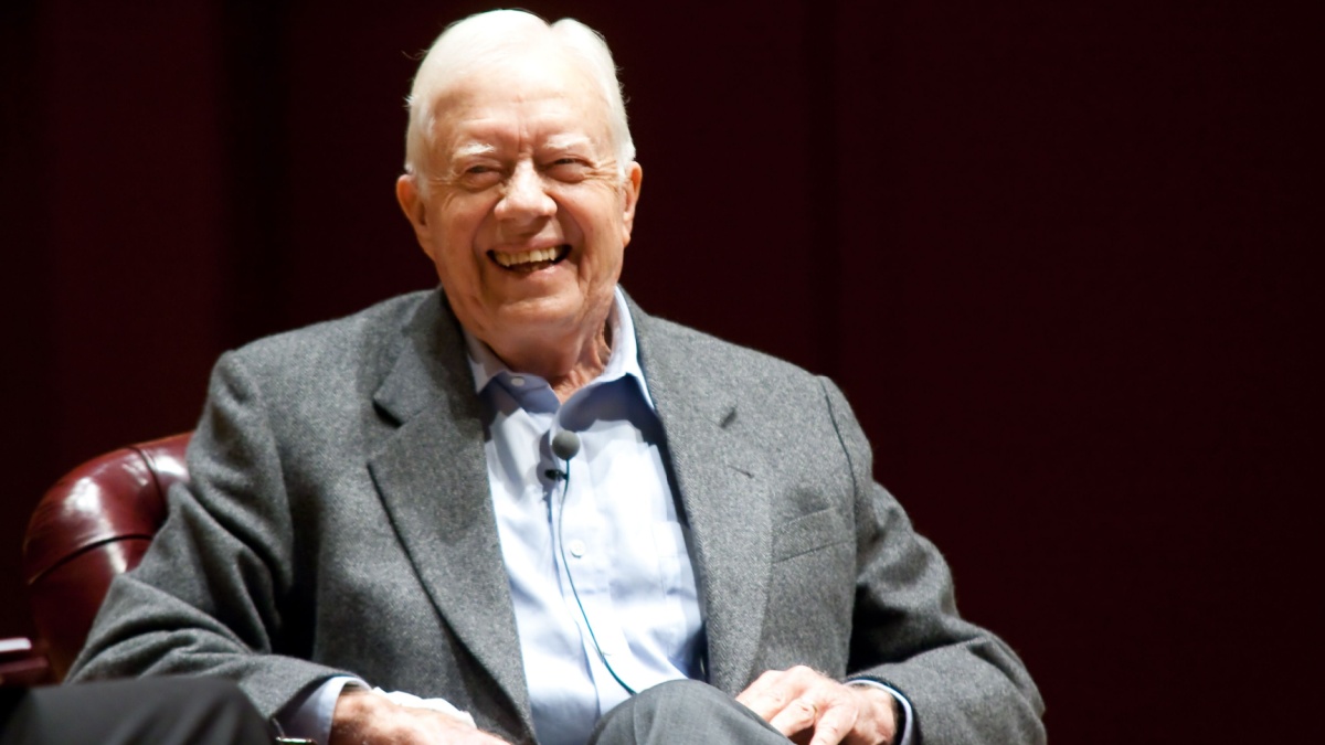President Jimmy Carter speaks onstage at Emory University November 10, 2008 in Atlanta, Ga.