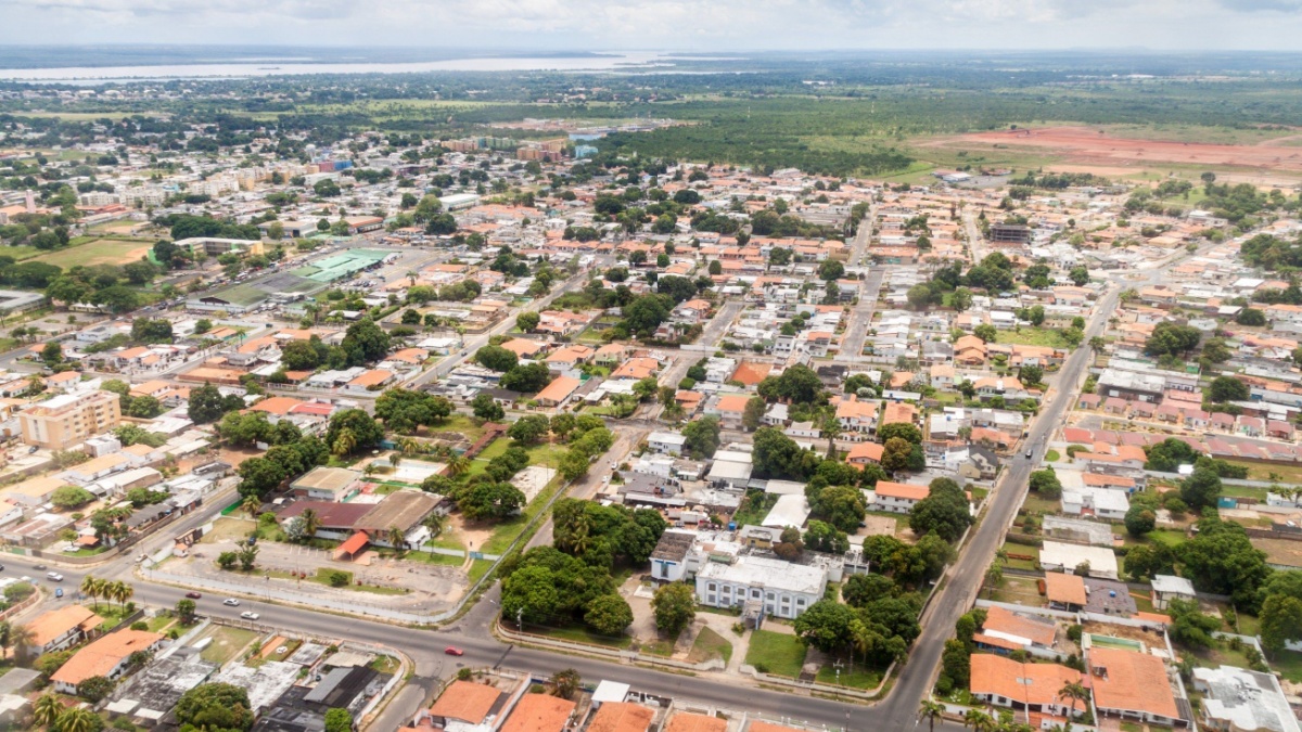 Aerial view of suburbs of Ciudad Bolivar, Venezuela
