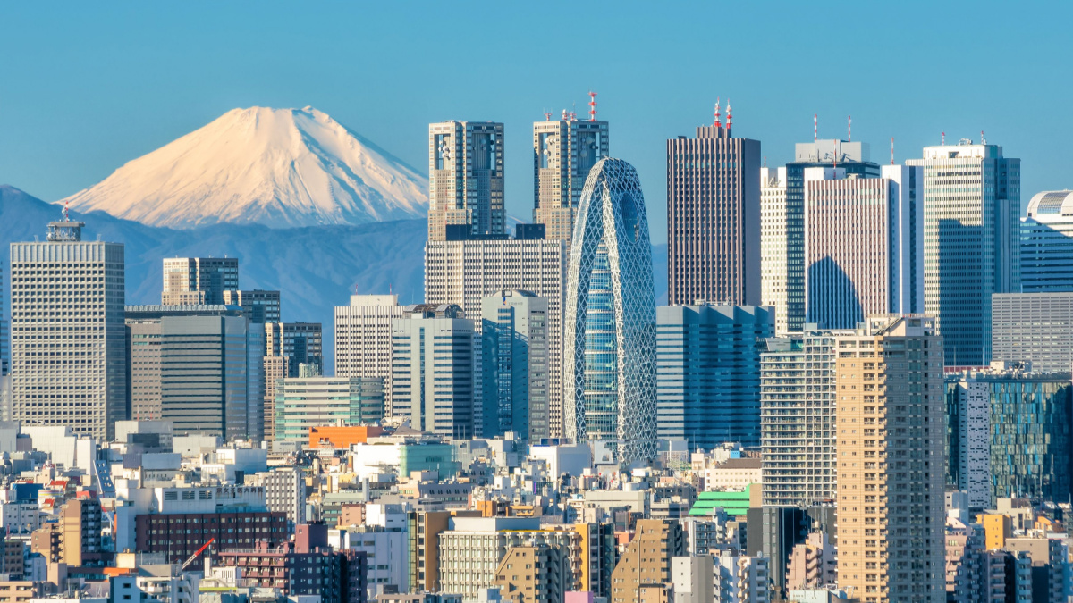 Tokyo skyline and Mountain fuji in Japan