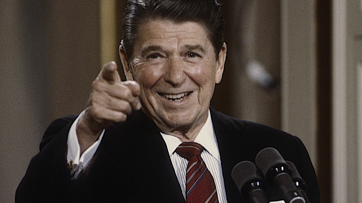President Ronald Reagan during his news conference President Ronald Reagan points to reporter who gets the next question.