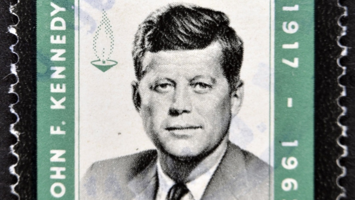 A stamp printed in Nicaragua shows John F. Kennedy, circa 1963