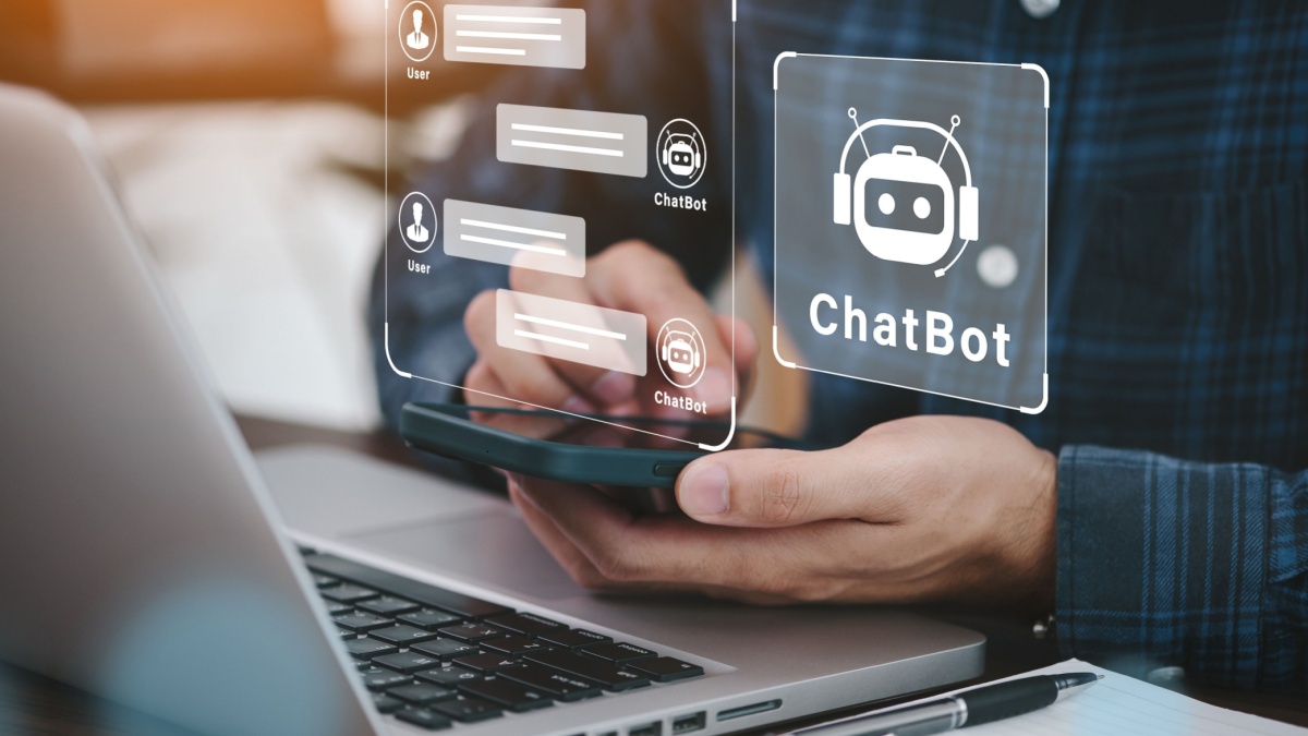 Using system AI Chatbot in computer or mobile application to uses artificial intelligence chatbots automatically respond online messages intelligent service to help customers