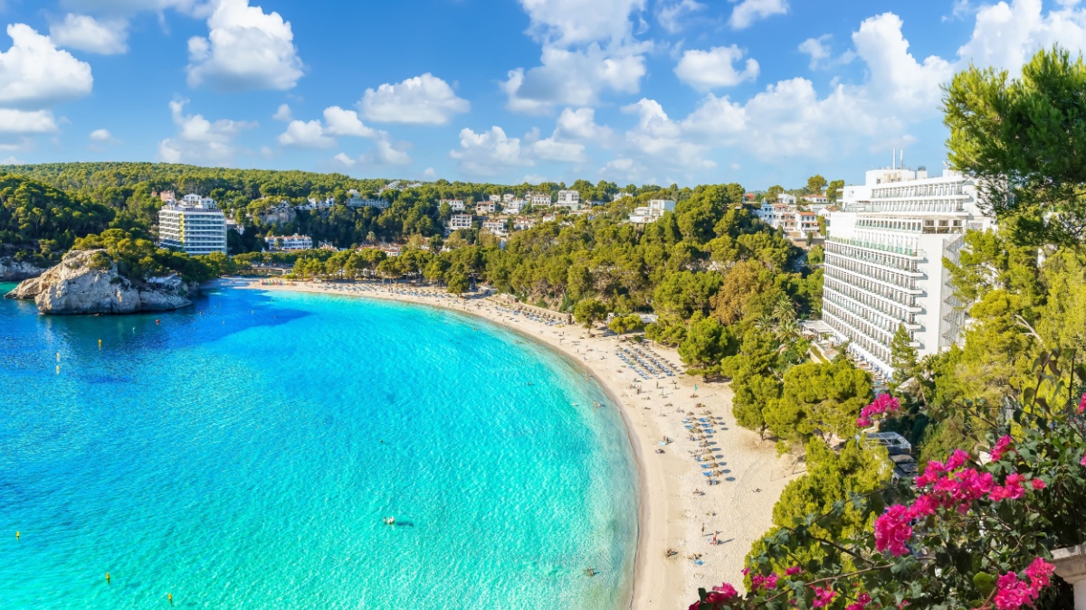 Landscape with Cala Galdana beach, Menorca island, Spain