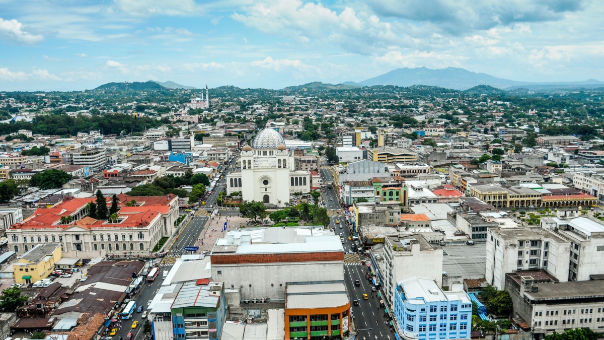 San Salvador City / El Salvador - September 15, 2012: An aerial view of the city of San Salvador taken from a salvadoran aerial forces helicopter.