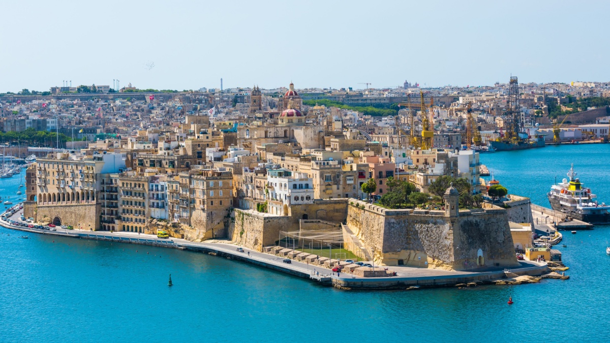 beautiful panoramic view on Valletta from the sea in Malta