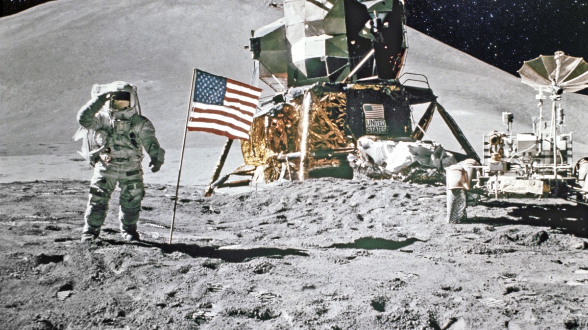 Astronaut on lunar (moon) landing mission. Elements of this image furnished by NASA.