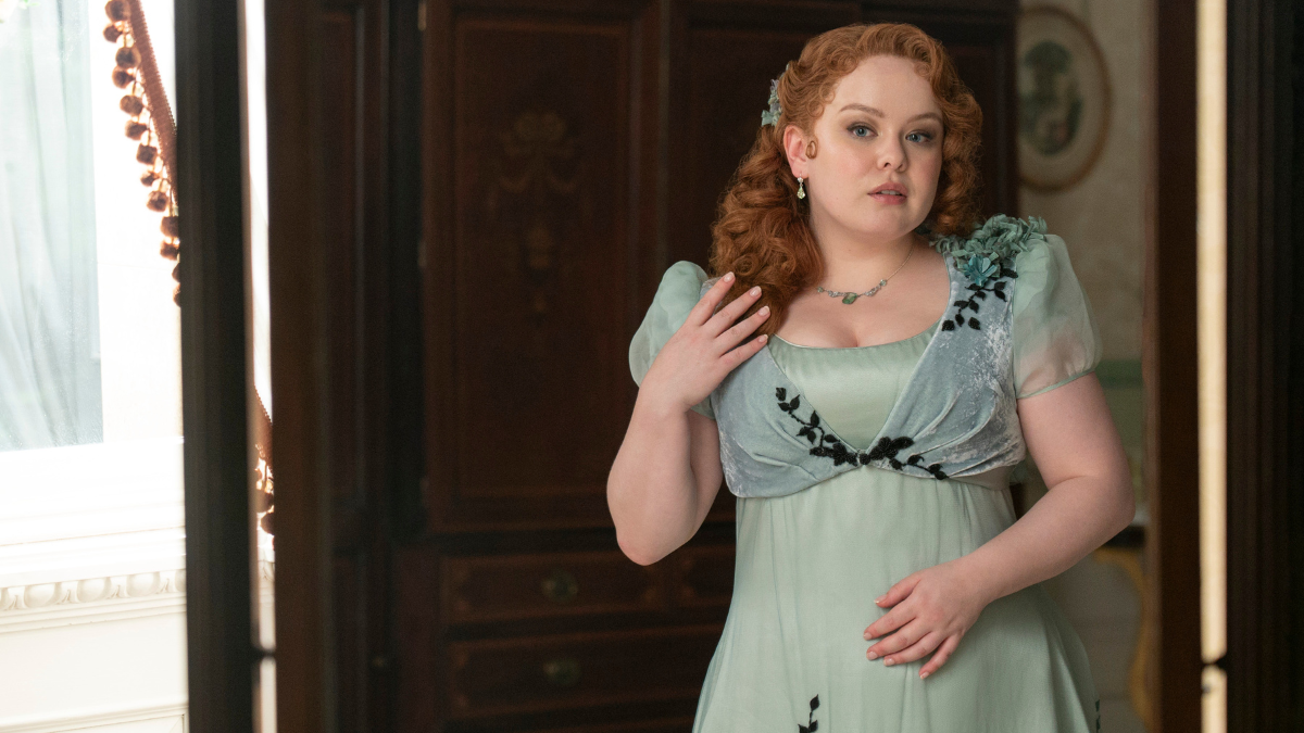 Bridgerton. Nicola Coughlan as Penelope Featherington in episode 301 of Bridgerton.