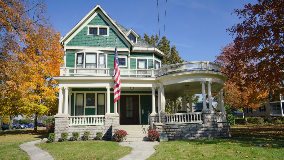 Marion, Ohio - Oct 22, 2022: Exterior views of President Warren G. Harding home.