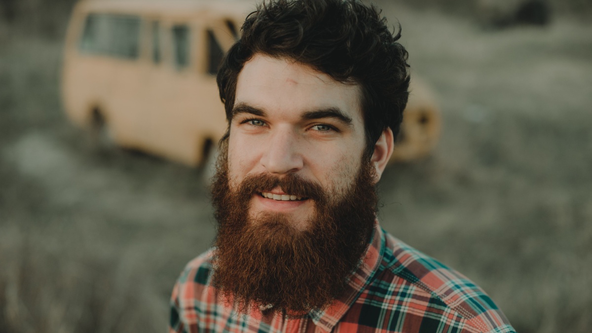 Bearded man.Man with beard outside.
