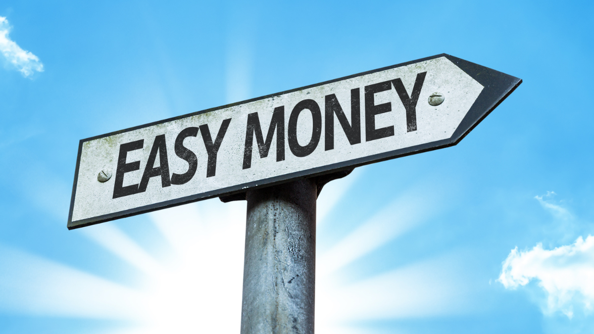 Easy Money sign with a beautiful day.
